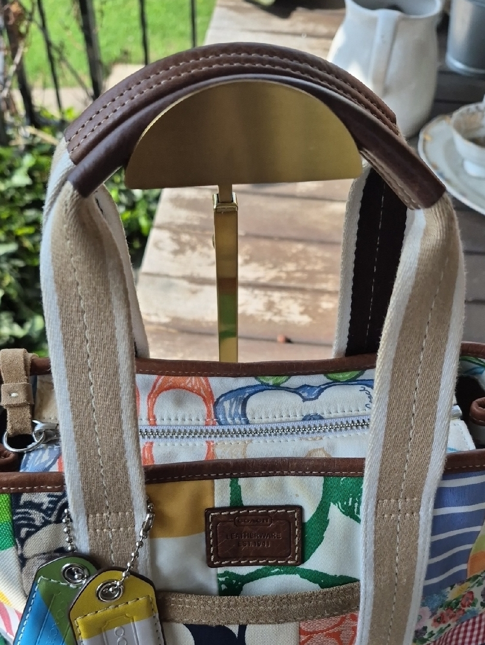 COACH 2006 Signature Picnic Patch Tote 💙🌸 PERFECT VINTAGE POP! - Picture 9 of 14